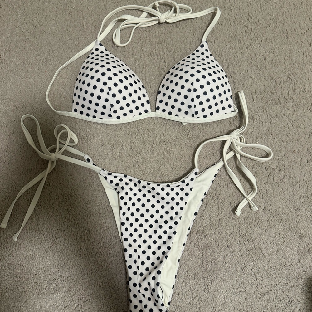 Sea Molly Women’s White Polka Dot Triangle Bikini Set